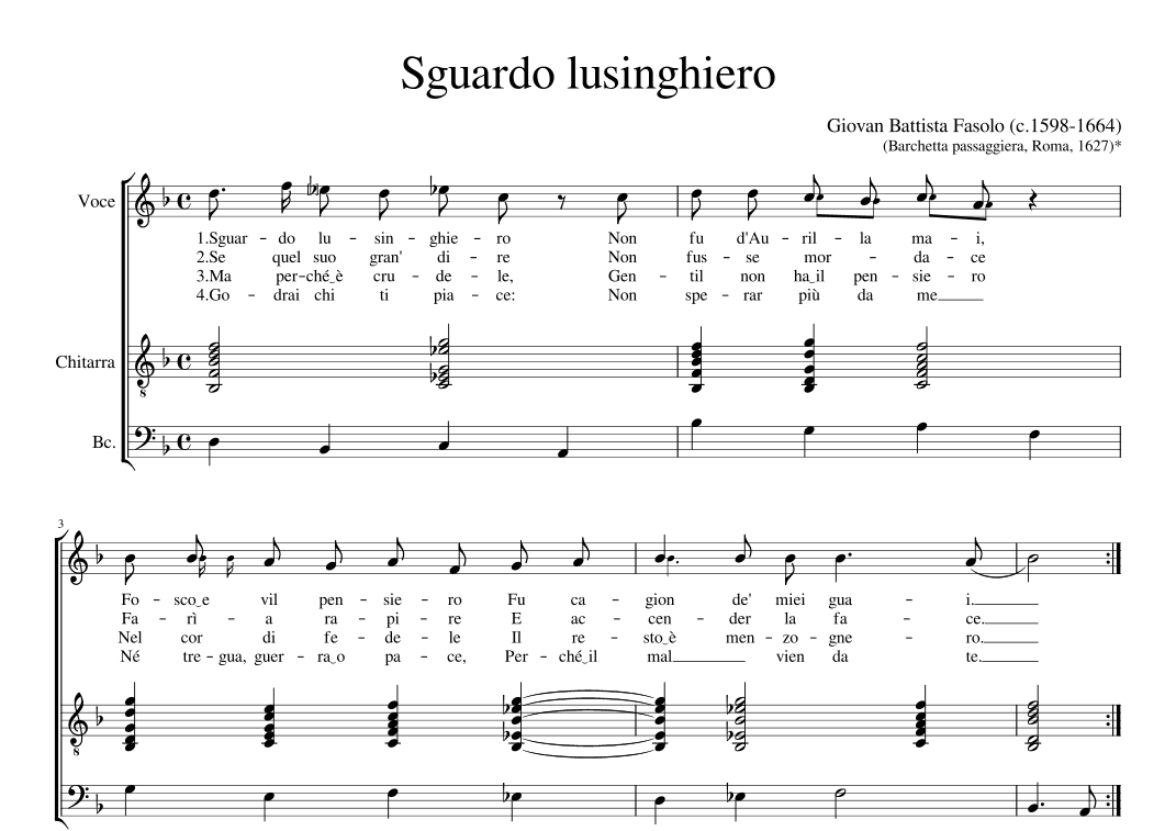 Sguardo lusinghiero (arr. Early Music Scores)