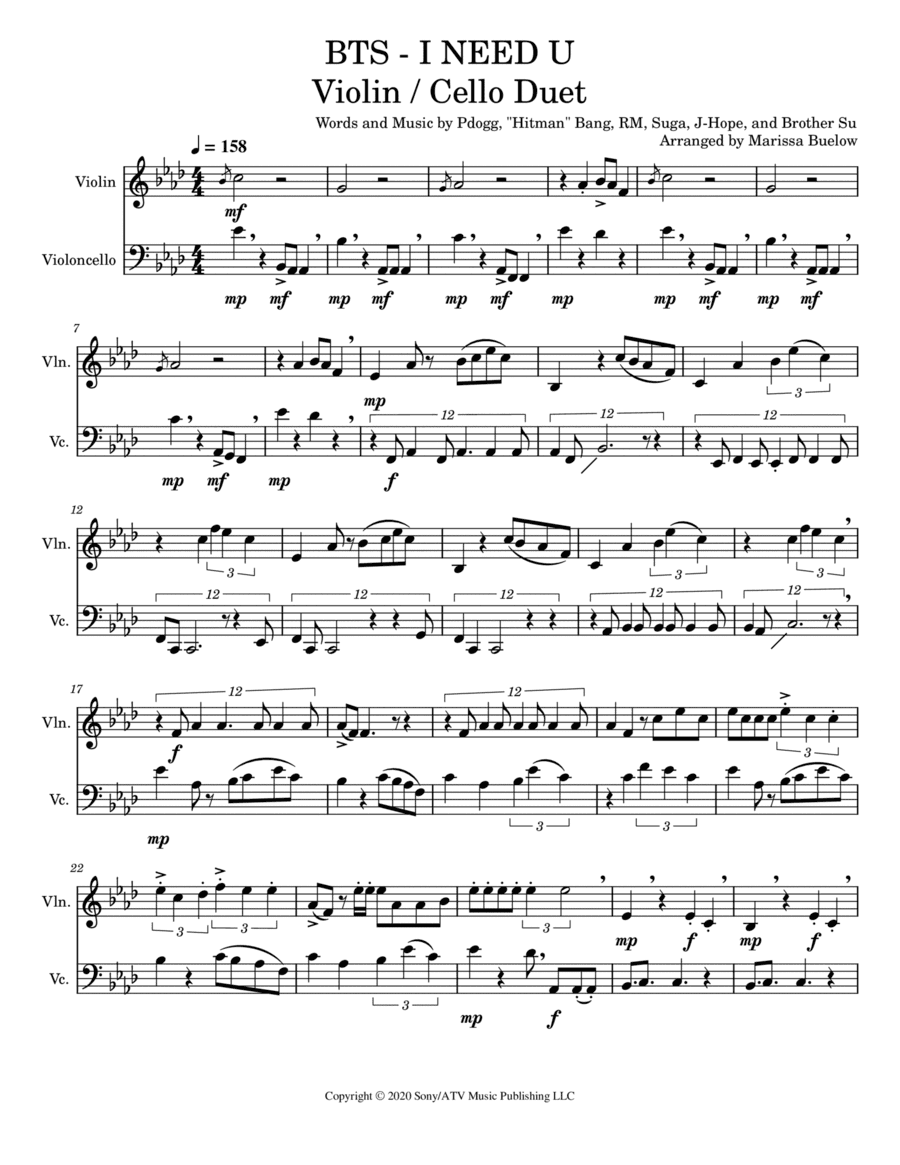 I Need U (arr. Marissa Buelow)