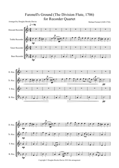 Faronell's Ground  for Recorder Quartet (arr. Douglas Brooks-Davies)