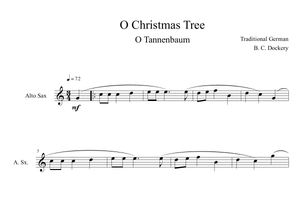 O Christmas Tree (O Tannenbaum) for Alto Sax Solo (arr. B. C. Dockery)