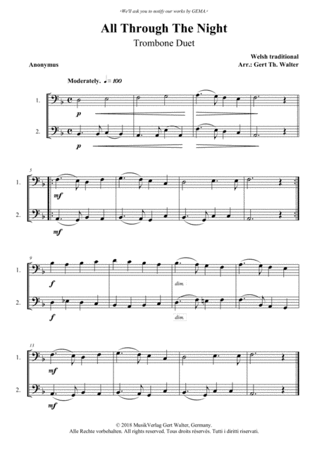 All Through The Night (arr. Gert Th. Walter)