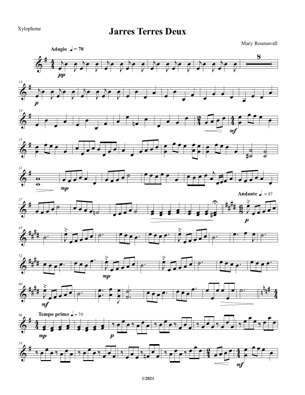 Jarres Terres Deux: XYLOPHONE PART