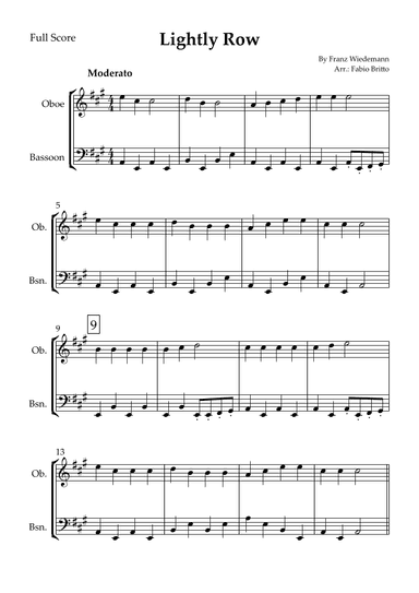 Lightly Row for Oboe & Bassoon Duo (arr. Fabio Britto)