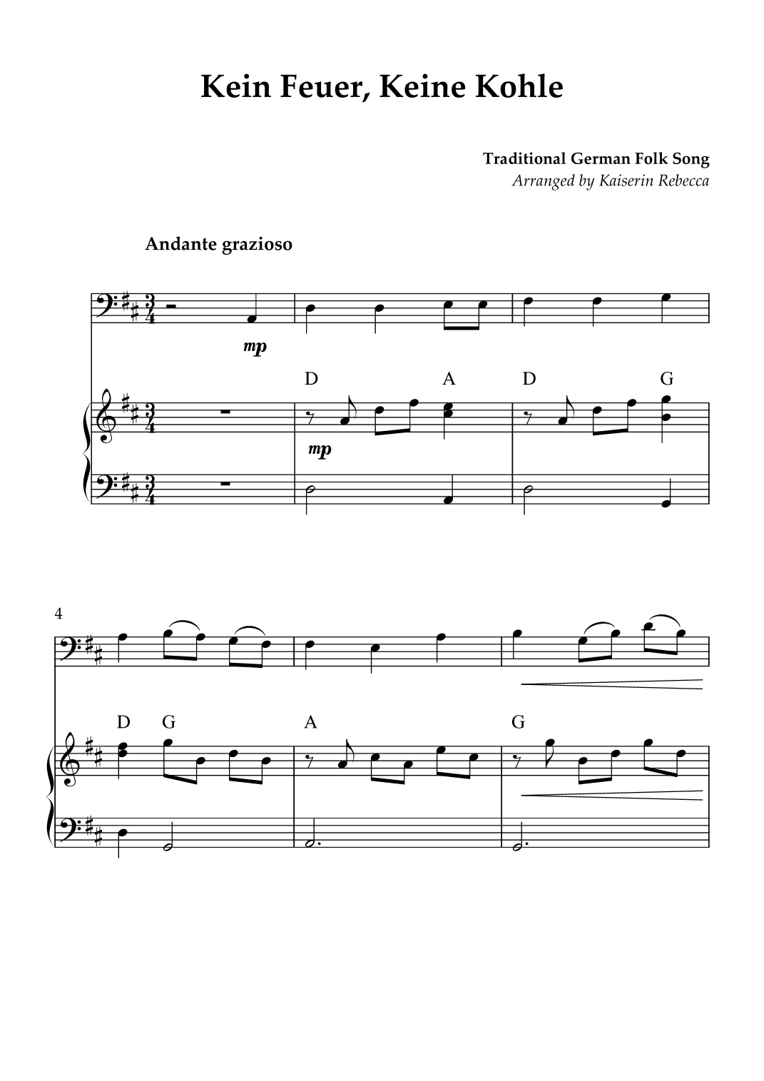 Kein Feuer, Keine Kohle (arr. Kaiserin Rebecca)