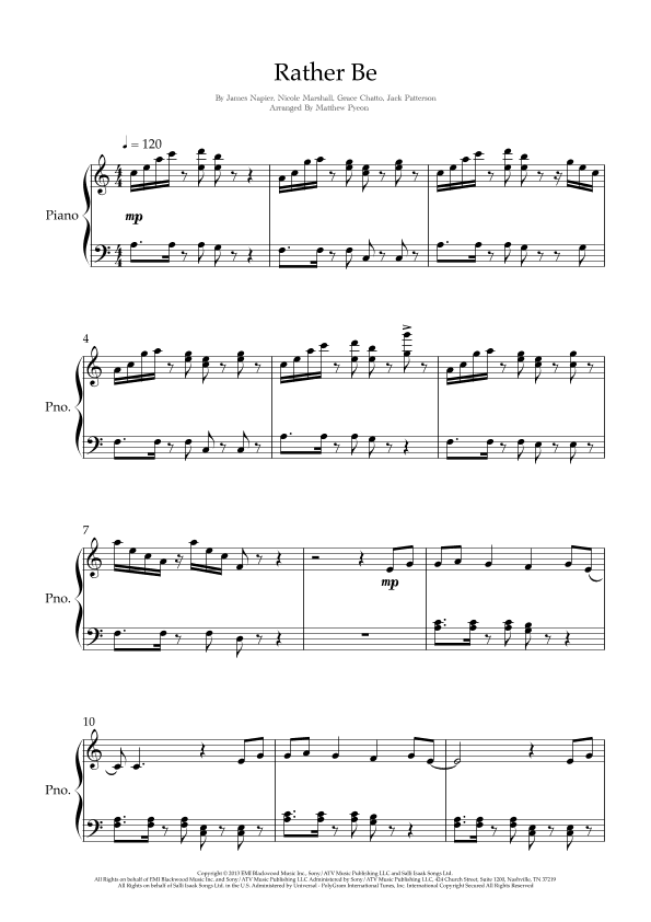 Rather Be (arr. Matthew pyeon)