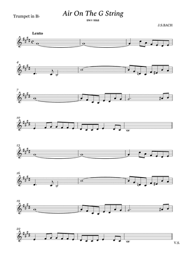 Bach - Air on The G String for Trumpet in Bb (arr. Cássio Silva Chaves)