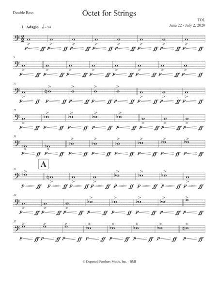 Octet for Strings (2020) double bass part