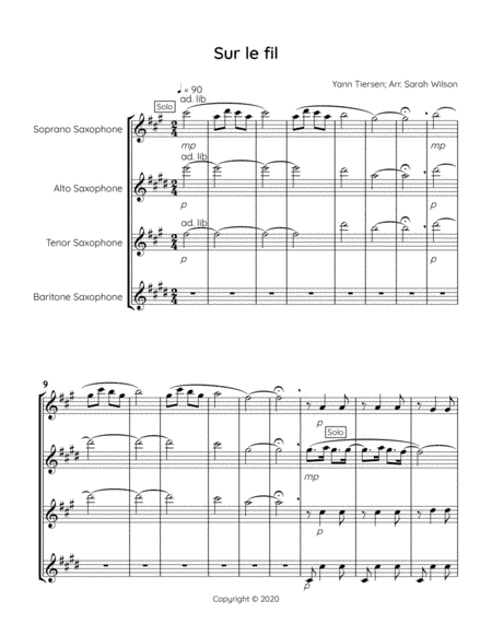 Sur Le Fil (arr. Sarah Wilson)