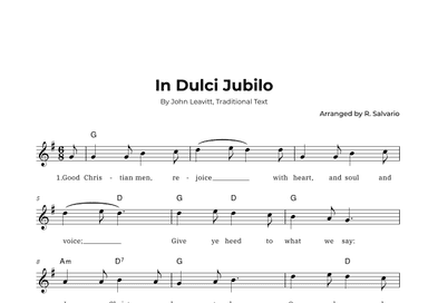 In Dulci Jubilo (Key of G Major) (arr. R. Salvario)