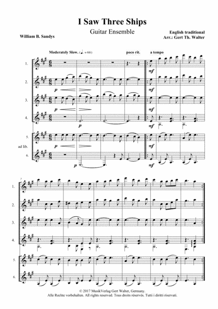 I Saw Three Ships (arr. Gert Th. Walter)
