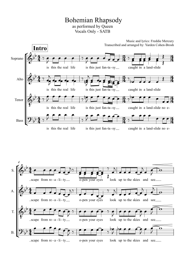 Bohemian Rhapsody (arr. Yarden Cohen-Brosh)