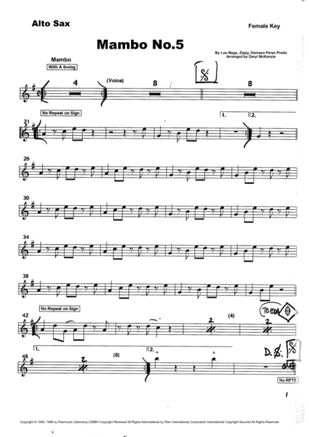 Mambo No. 5 (a Little Bit Of...) (arr. Daryl McKenzie)