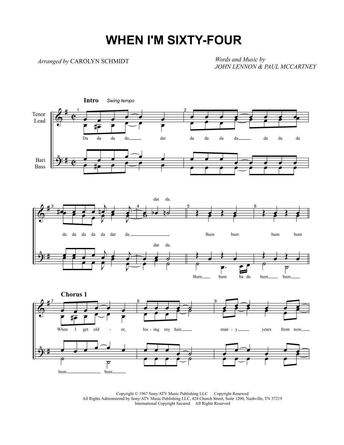 When I'm Sixty-four (arr. Carolyn Schmidt)