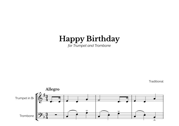Happy Birthday for Trumpet and Trombone (arr. Marcos Soares)