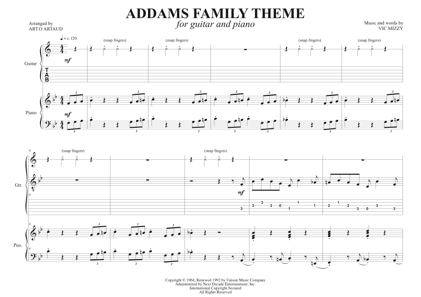 Addams Family Theme (arr. Art.o Artaud)