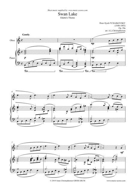 Swan Lake - Odette's Theme - Oboe and Piano (arr. Anne L Christopherson GRSM ARCM)