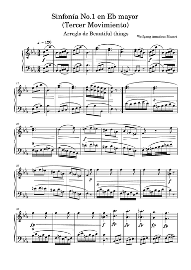 Sinfonía No.1 En Eb mayor(Tercer Movimiento)-Wolfgang Amadeus Mozart (arr. Beautiful things)