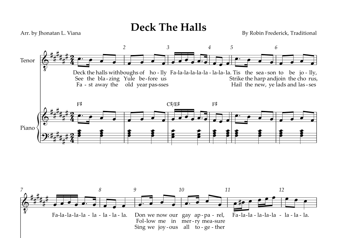 Deck The Halls (arr. Jhonatan Lucio Viana)