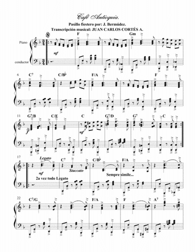 Café Antioquia - Pasillo por: J. Bermúdez. (arr. Juan Carlos Cortés A.)