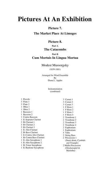 Pictures At An Exhibition Pictures 7 & 8 (score only) (arr. Diana L. Appler)