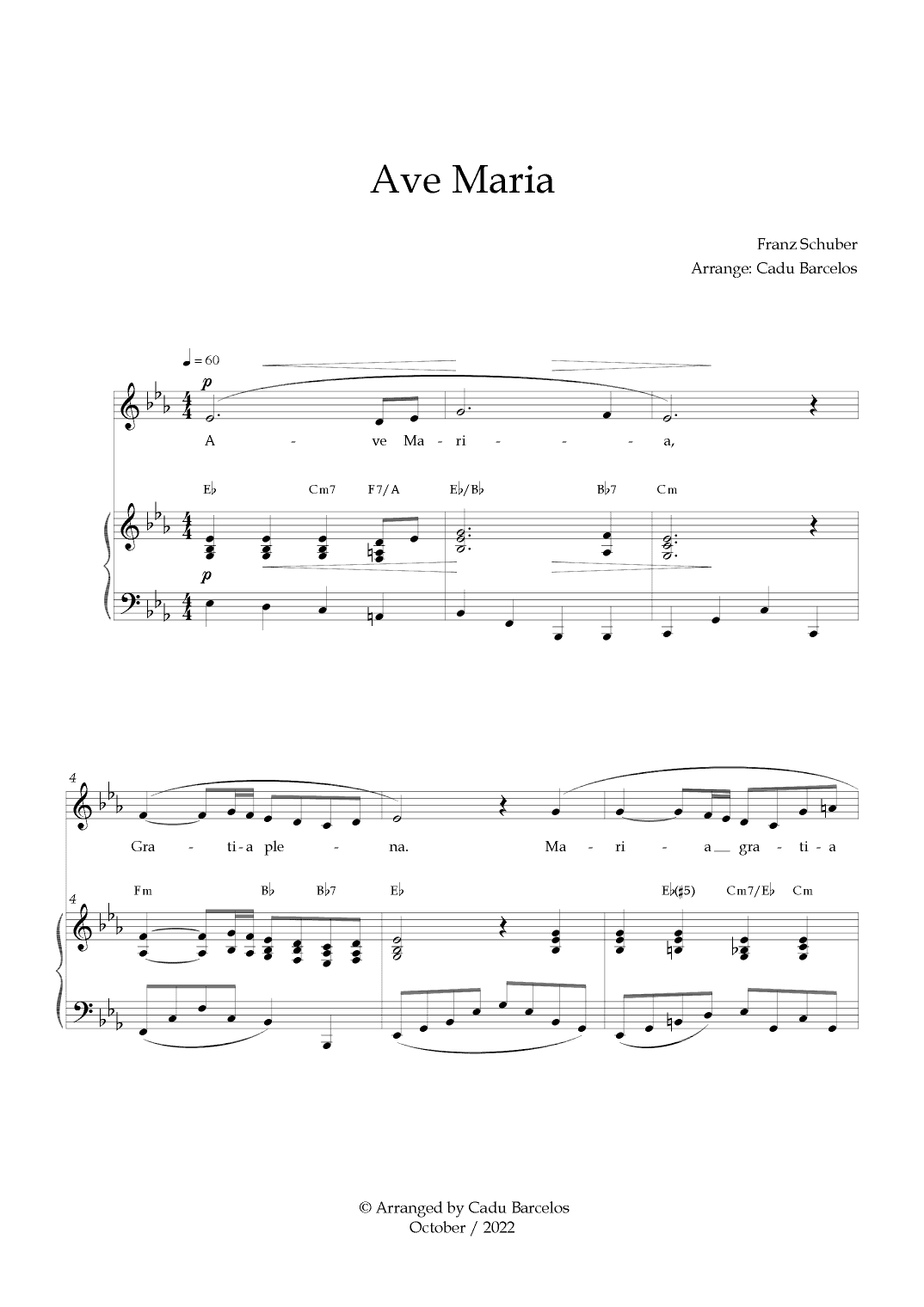 Ave Maria - Schubert Eb Major Chords (arr. Cadu Barcelos)