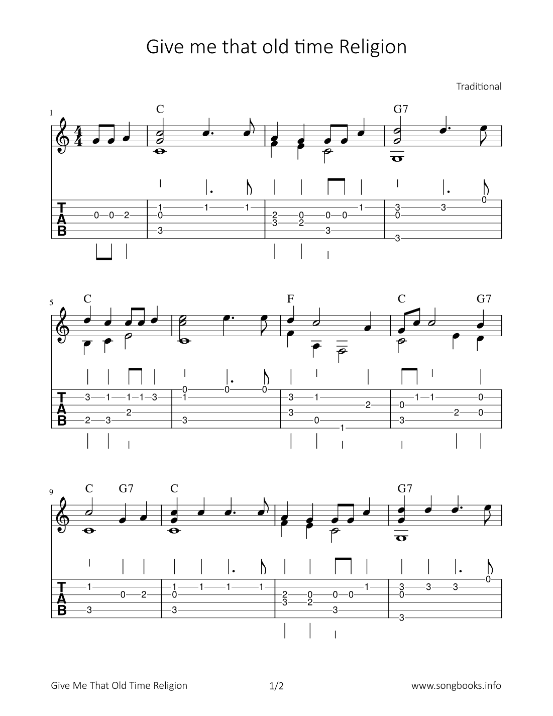 Give me that old time Religion (arr. Bettina Schipp)