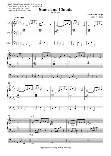 Stone and Clouds (for organ), Opus 8