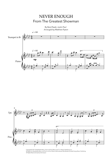 Never Enough (arr. Matthew pyeon)
