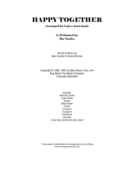 Happy Together (arr. Jim Farley www.arrangementsone.com)