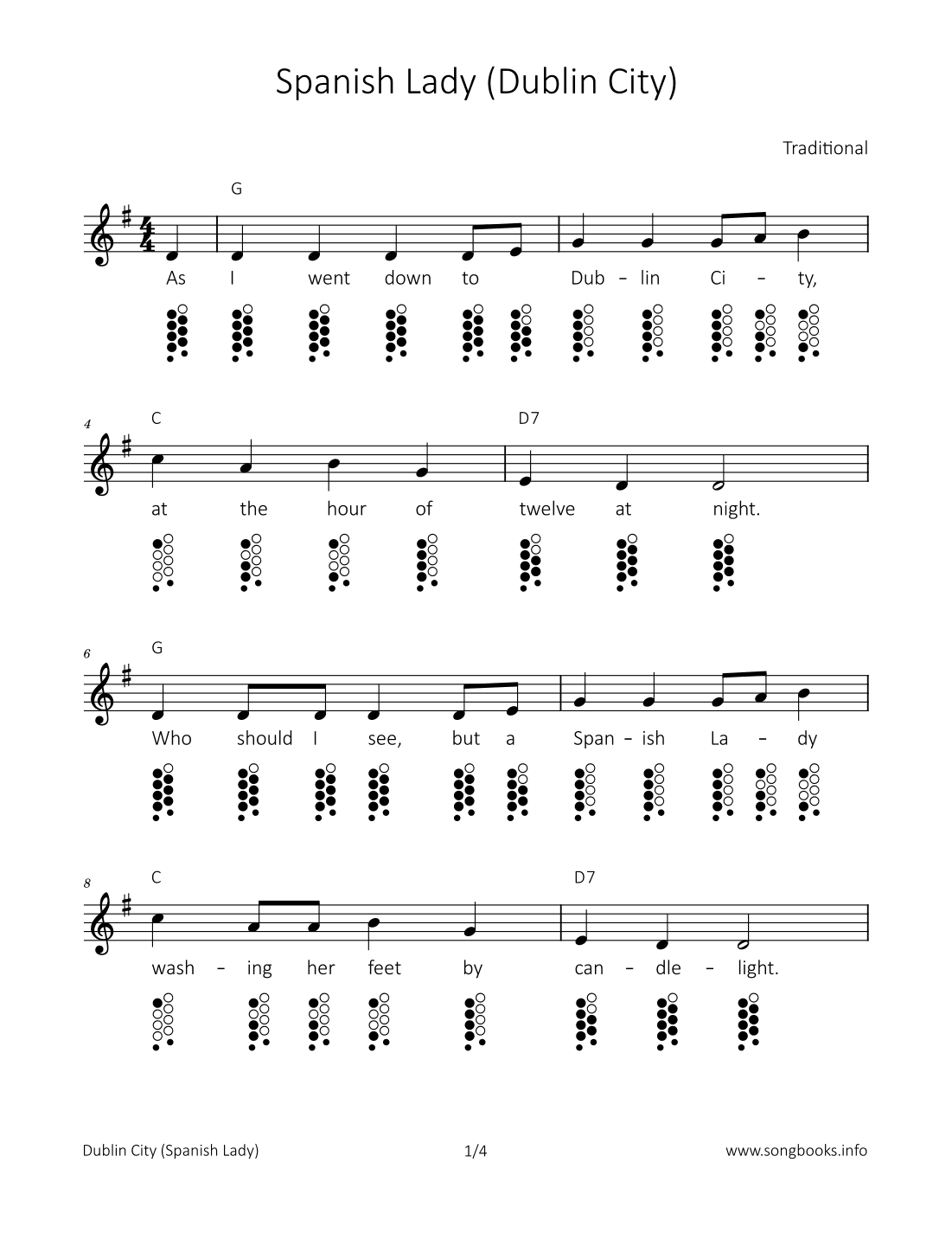 Spanish Lady (Dublin City) (arr. songbooks.info)