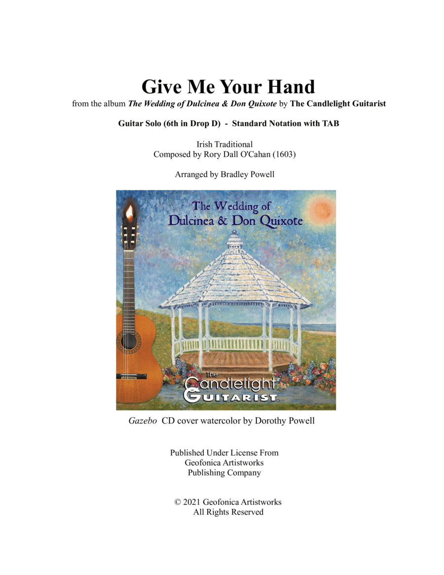 Give Me Your Hand (Irish Traditional) Guitar Solo (in standard notation plus TABS) (arr. Bradley Powell (The Candlelight Guitarist))
