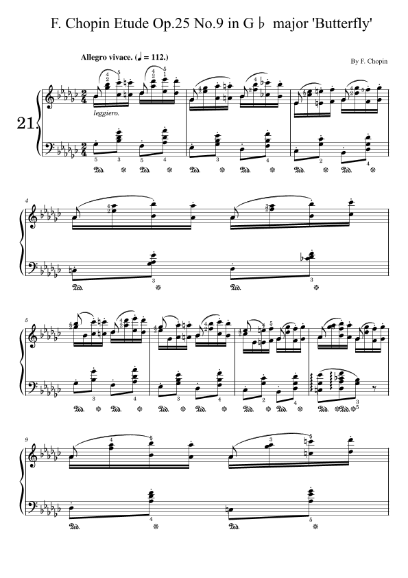 F. Chopin Etude Op.25 No.9 in G? major 'Butterfly' (With Finger Number),Original Edition,Piano Solo (arr. poon)