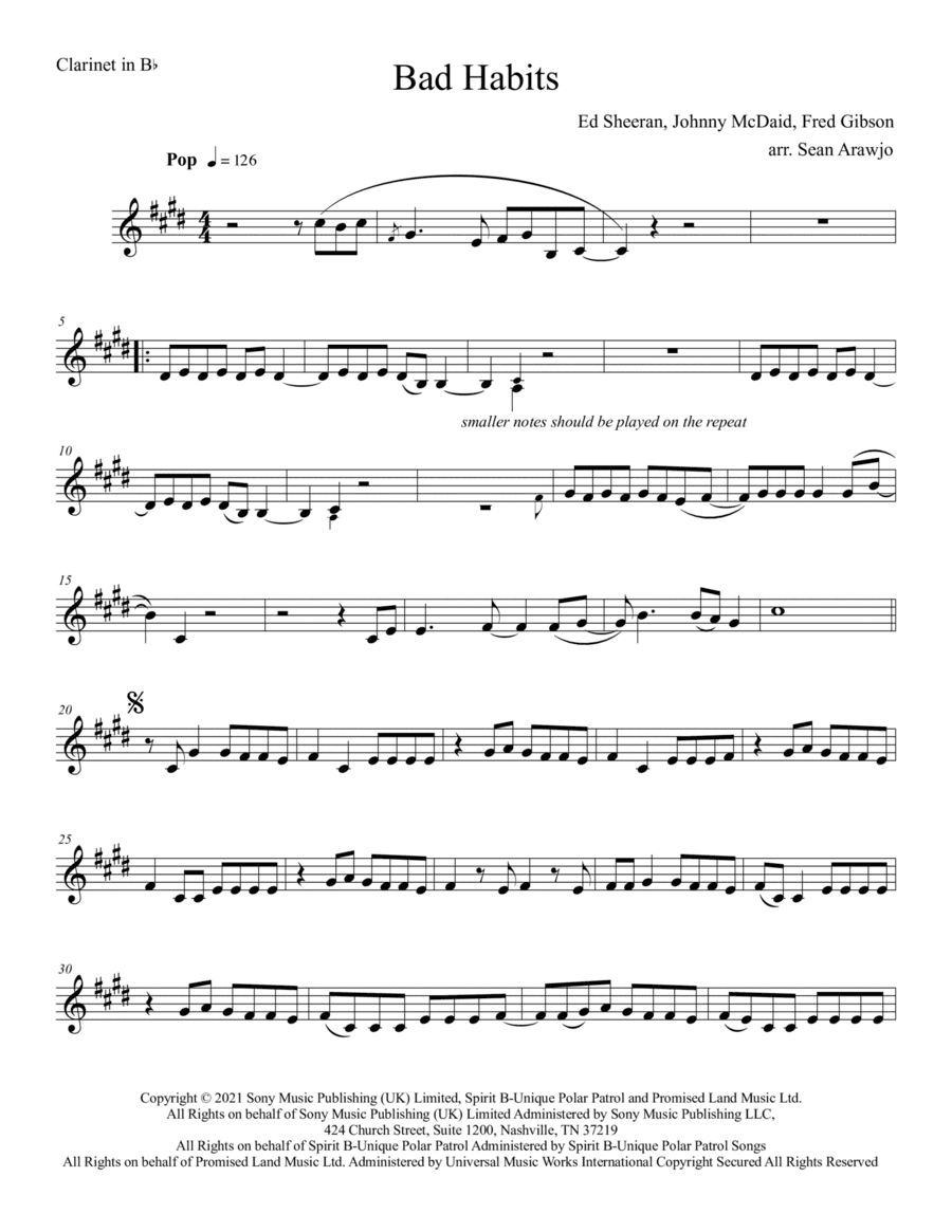 Bad Habits (arr. Sean Arawjo)