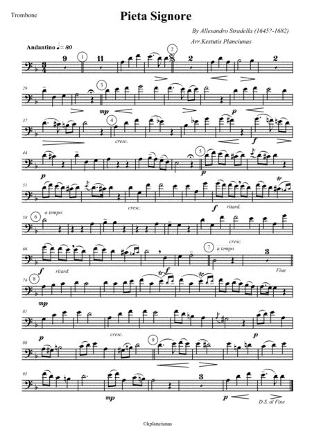 Pieta Signore (For trombone and organ) (arr. Kestutis Planciunas)