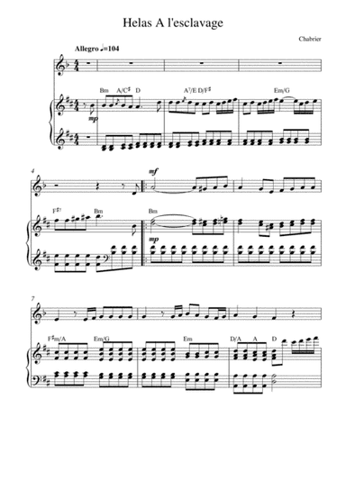 Helas! A l'esclavage (from Le roi malgré lui) (arr. Kaiserin Rebecca)