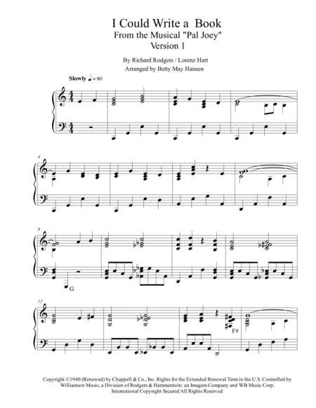 I Could Write A Book (arr. Betty May Hansen)