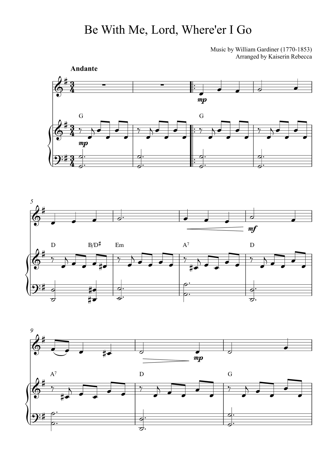Be With Me, Lord, Where'er I Go (arr. Kaiserin Rebecca)