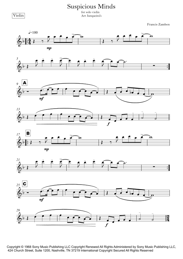 Suspicious Minds (arr. Junqueira's)