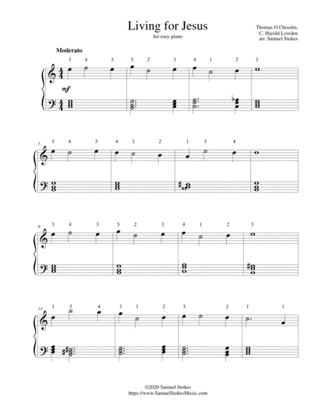 Living for Jesus - for easy piano (arr. Samuel Stokes)