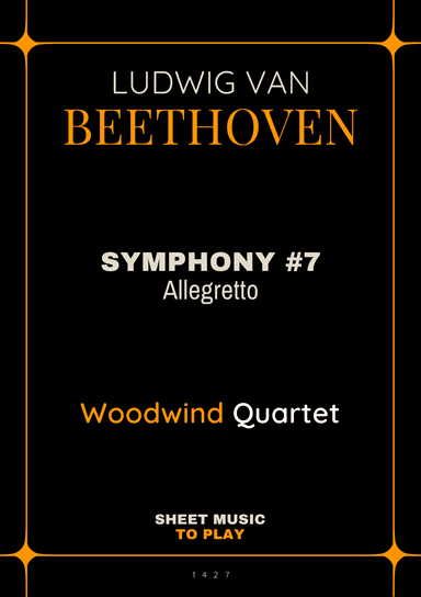 Symphony No.7, Op.92 - Allegretto - Woodwind Quartet (Full Score and Parts) (arr. César Madeira)