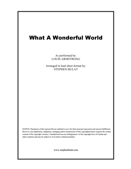 What A Wonderful World (arr. Stephen Bulat)