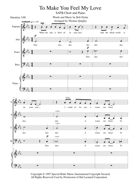 To Make You Feel My Love (arr. Thomas Quigley)