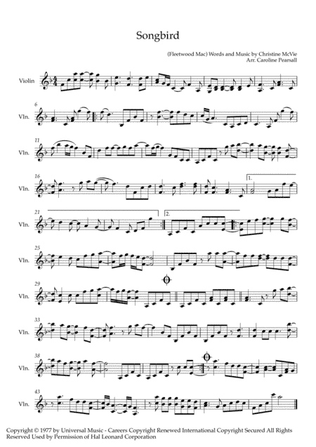 Songbird (arr. Caroline Pearsall)