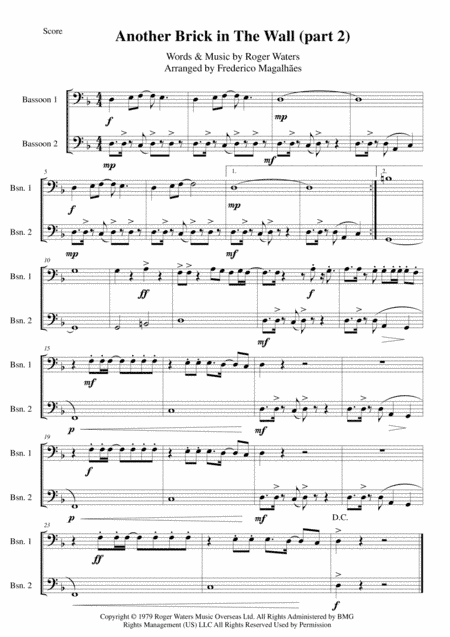 Another Brick In The Wall, Part 2 (arr. Frederico Magalhães)