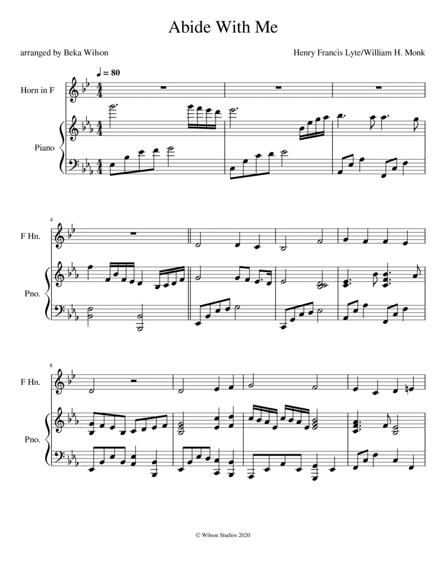 Abide With Me--F horn solo (arr. Beka Wilson)