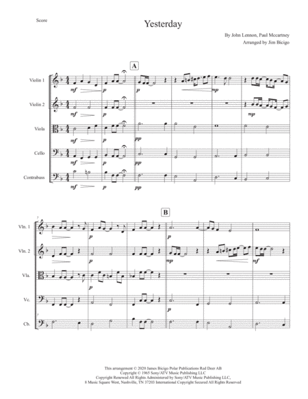 Yesterday (arr. Jim Bcigo)
