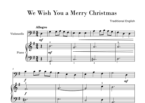 We Wish You a Merry Christmas (Easy Cello with Piano Accompaniment) (arr. Gisele Sant'Ana)