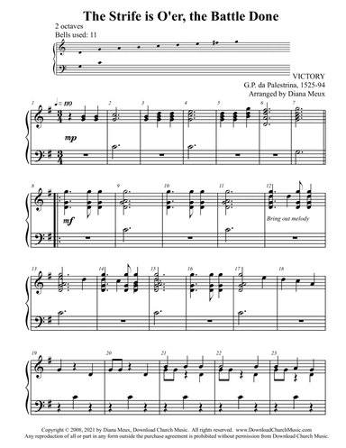 The Strife is O'er, the Battle Done (Handbells - 2 octaves) (arr. Diana Meux)