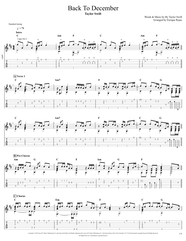 Back To December (arr. Enrique Rojas)