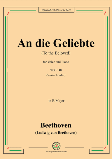 Beethoven-An die Geliebte(To the Beloved),,in B Major (arr. OSM Press)